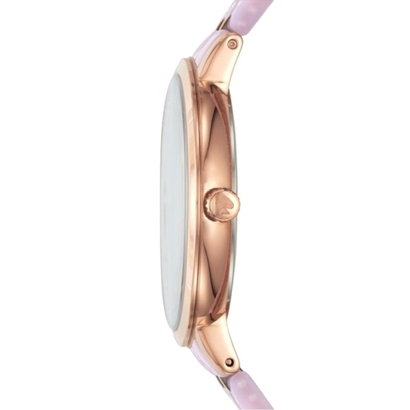Kate Spade Monterey Acetate Rose Gold-tone Links Mother of Pearl Crystal Watch - Picture 3 of 7